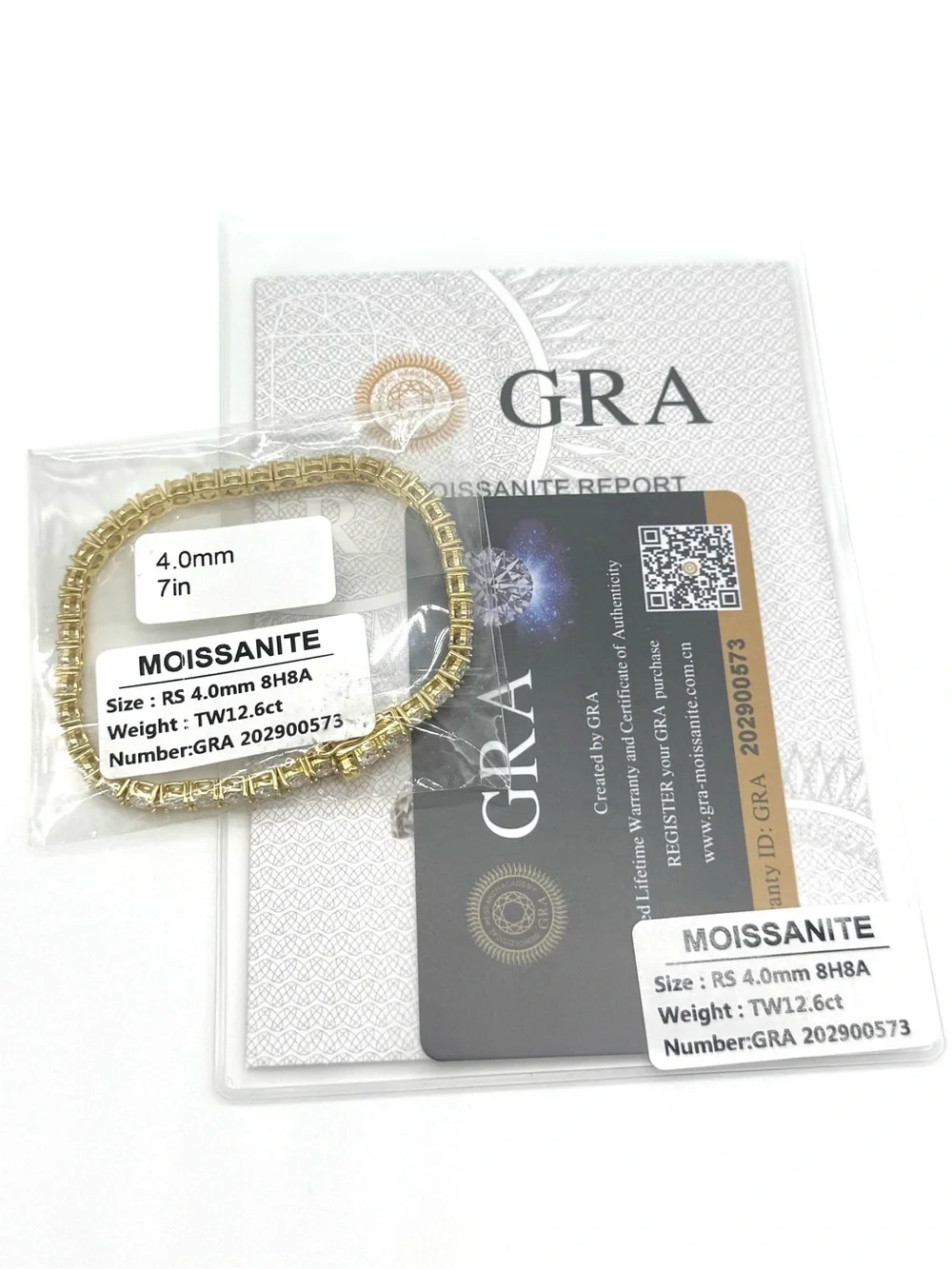 18K Gold Plated, 12.6CTW Moissanite Tennis Bracelet